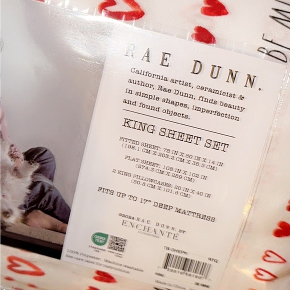 Rae Dunn White/Red Heart Valentine’s XOXO King Sheet 4 Piece Set - Picture 1 of 4